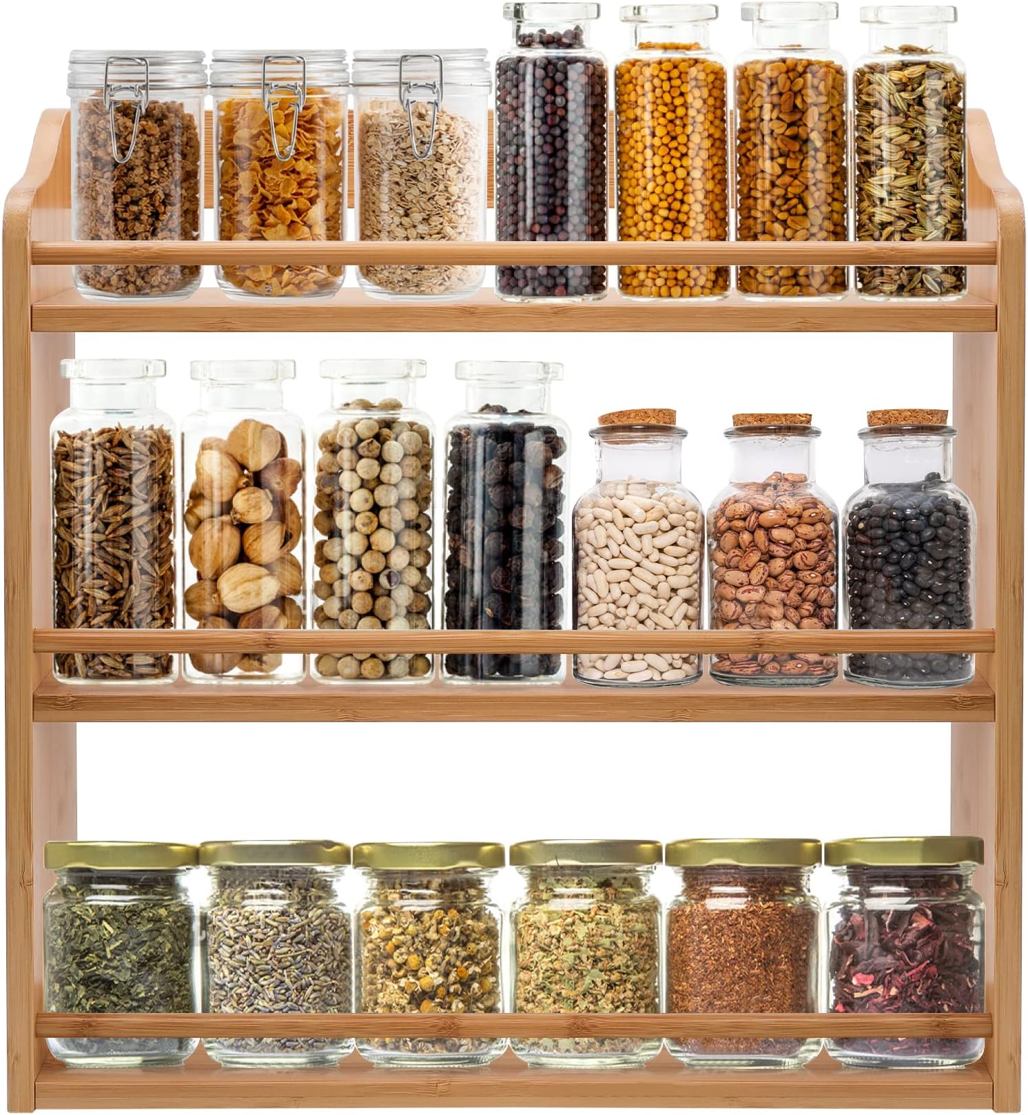 DecoBros 3-Tier Bamboo Expandable Spice Rack