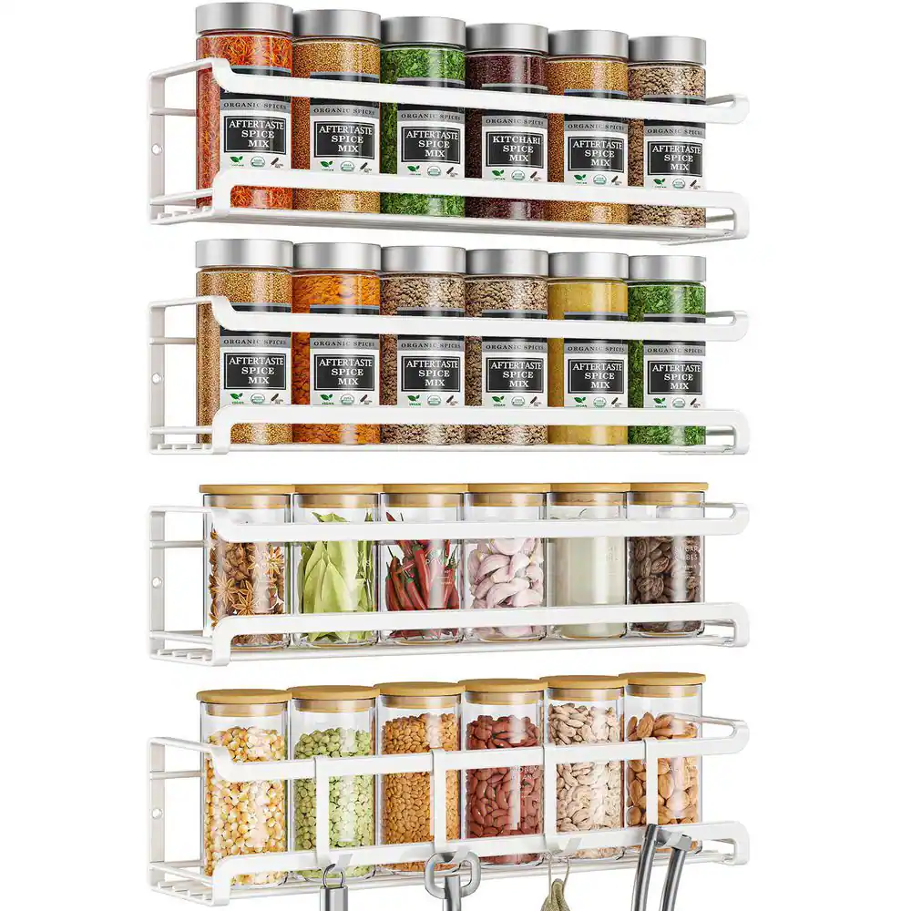 SimpleHouseware 4-Tier Wall-Mount Spice Rack, White